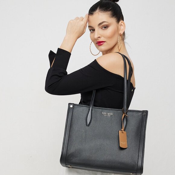 NEW Kate Spade black Market Pebbled Leather Medium Tote - Picture 4 of 16